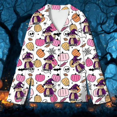 Custom Halloween Pet Pajamas – Personalized Dog & Cat Sleepwear with Photo & Name