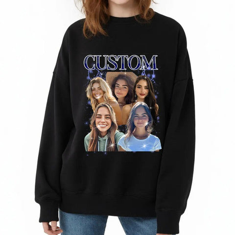 Camiseta, sudadera o sudadera retro unisex con foto personalizada: regalo para novia, amigos o pareja.