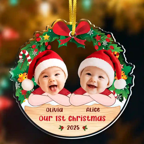 Personalized Baby’s First Christmas Acrylic Ornament – Custom Photo Holiday Keepsake