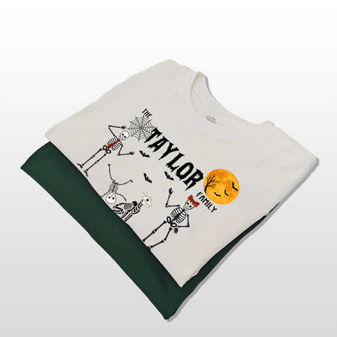 Personalized Halloween Skeleton family T-Shirts, Sweatshirts & Hoodies – Custom Names & Last Name