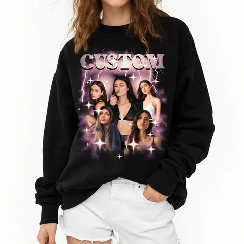 Camiseta, sudadera o sudadera retro unisex con foto personalizada: regalo para novia, amigos o pareja.