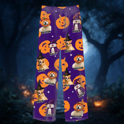 Custom Halloween Pet Pajamas – Personalized Sleepwear with Dog or Cat Photo & Name