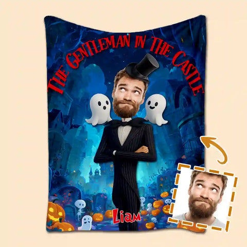 Custom Gentleman Castle Photo Blanket – Personalized With Your Portrait & Elegant Style