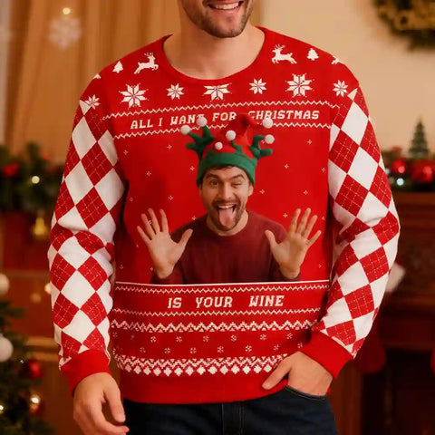 Custom Christmas Ugly Sweater – Personalized Holiday Sweatshirt with Your Photo, Funny Festive Gift