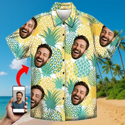 Camisa hawaiana con cara personalizada: camisa tropical personalizada para hombre y mujer 