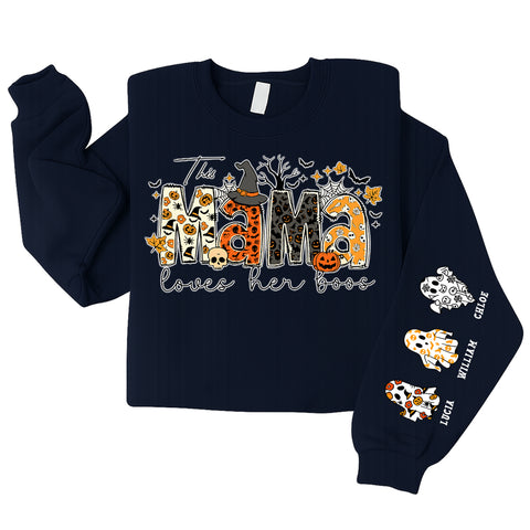 Custom Halloween Mama Sweatshirt, Halloween Mom Gift, Personalized Spooky Mama，Custom Name Halloween