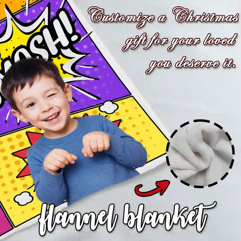Custom Comic Style Blanket – Turn Your Kids into Superheroes! Soft Flannel Throw
