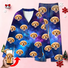Custom Photo Family Pajamas – Space Background Personalized Sleepwear