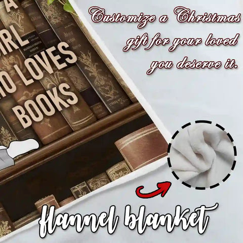 Just a Girl Who Loves Books Blanket – Custom Name Flannel Reading Throw