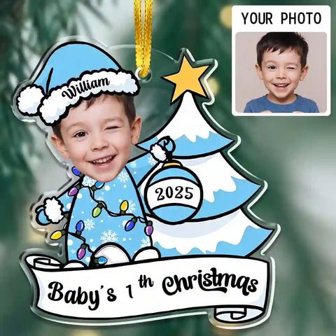 Personalized Baby’s First Christmas Acrylic Ornament – Custom Photo Keepsake 2025