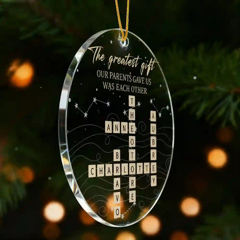 Personalized Brothers & Sisters Scrabble Ornament 2025 – Custom Family Name Acrylic Christmas Keepsake