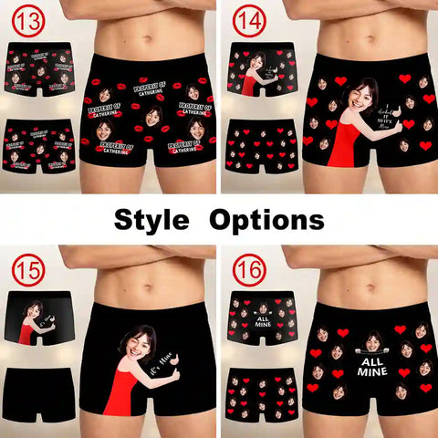 Personalized Love Kiss Underwear – Custom Face Boxer Briefs, Romantic Valentine’s & Anniversary Gift for Him