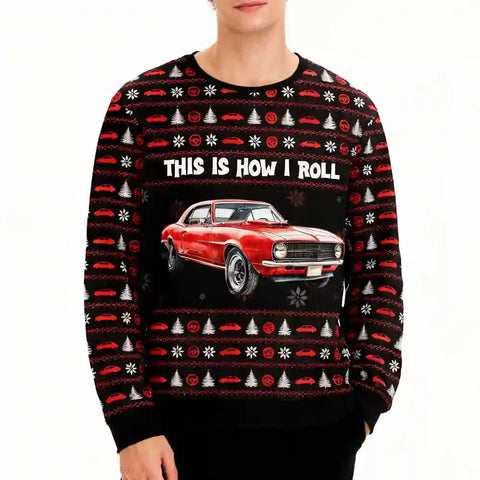 Classic Car Ugly Christmas Sweater – Funny Holiday Gift for Car Lovers