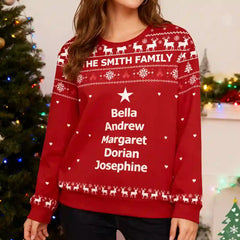 Custom Family Name Christmas Ugly Sweater – Personalized Holiday Sweatshirt with Names in Tree Shape, Perfect Gift for Families