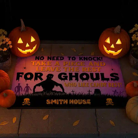 Trick or Treat Personalized Family Welcome Mat – Custom Last Name Design