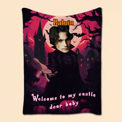 Custom Vampire Moonlight Photo Blanket – Personalized With Your Portrait & Gothic Charm