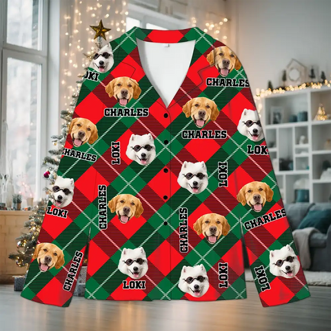 Custom Christmas Long Sleeve Pajamas – Matching Holiday Sleepwear for Families & Pets