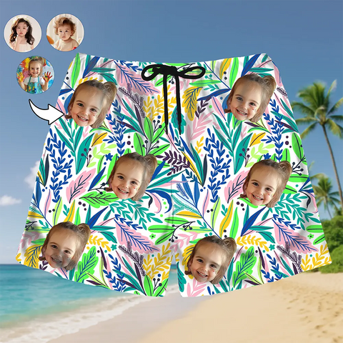 Personalized Summer Shorts with Face – Custom Tropical Print Shorts