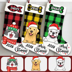 Custom Dog & Cat Christmas Stocking – Personalized with Pet Name, Unique Holiday Gift