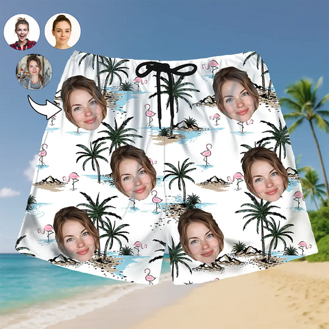 Funny Face Hawaiian Shorts – Personalized Tropical Beachwear Gift