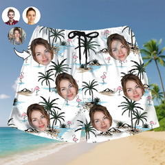 Shorts hawaianos con cara divertida: regalo tropical personalizado para la playa