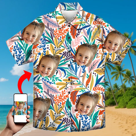 Personalized Summer Shirt with Face – Custom Tropical Print Tee
