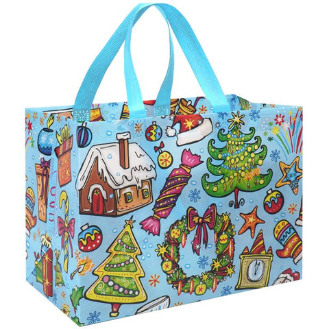 Large Reusable Christmas Gift Bags – Non-Woven Tote Bags for Xmas Party, New Year Gifts & Holiday Shopping (12.8"×9.8"×6.7")