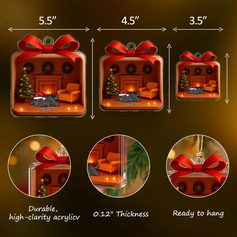 Personalized acrylic pendant Christmas dog scene decoration