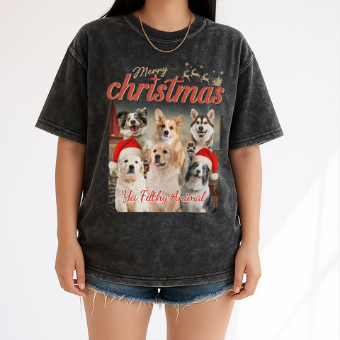 Personalized Christmas Vintage T-shirts - Upload your pet's photo to customize