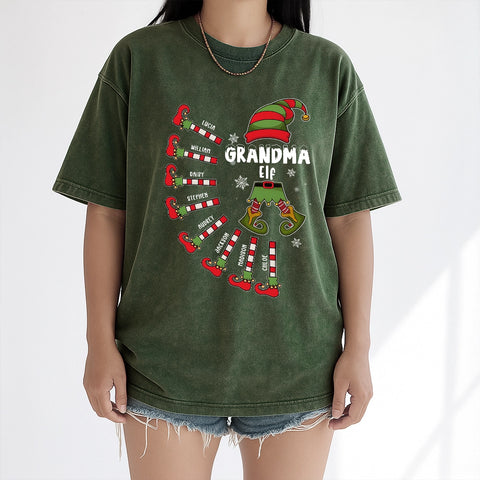 Personalize your Christmas Elf Vintage T-shirt - Select family members and edit their names