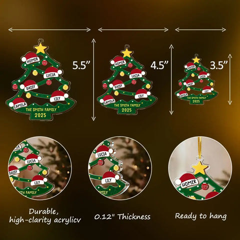 Personalized acrylic Christmas tree ornaments for home decoration.