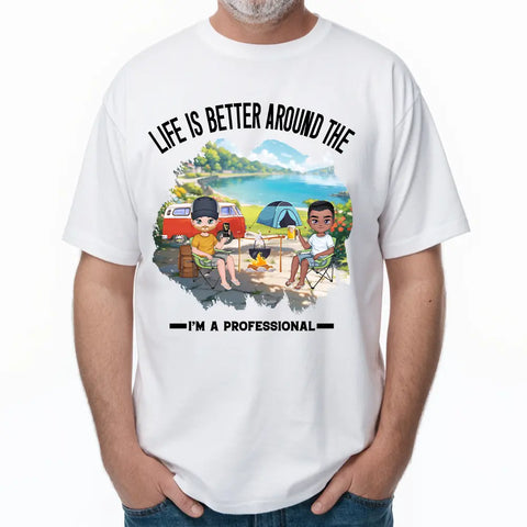 Camping avec des hommes, t-shirts en coton personnalisés, sweats à capuche, sweatshirts, cadeaux pour les amis