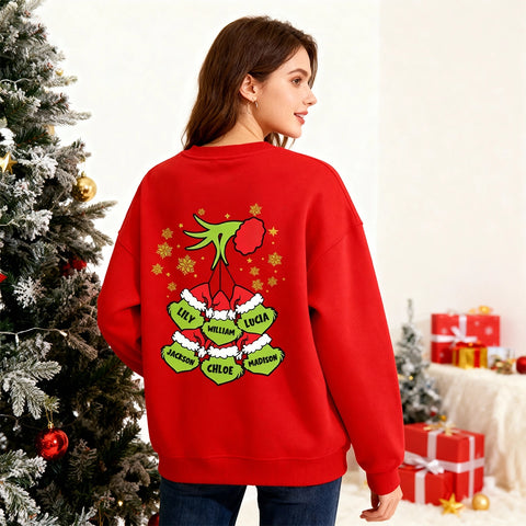 Custom Grinch Grandma Christmas Shirt、 Sweatshirt 、 Hoodie with Grandkids’ Names