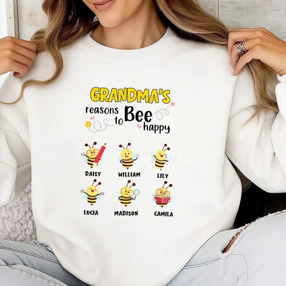 Personalized Grandma’s Reasons To Bee Happy Sweatshirt – Choose Bees & Names