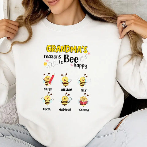 Personalized Grandma’s Reasons To Bee Happy Sweatshirt – Choose Bees & Names