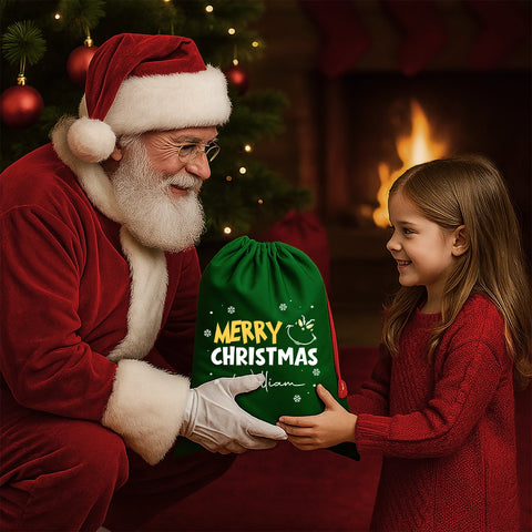 Personalized Christmas Gift Bag with Name | Custom Holiday Gift Bag