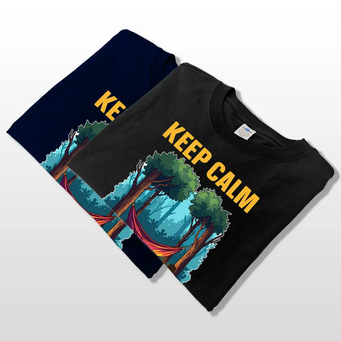 Restez calme et continuez à camper - T-shirts en coton personnalisés, sweat-shirts, sweats à capuche, cadeaux pour les amateurs de camping 