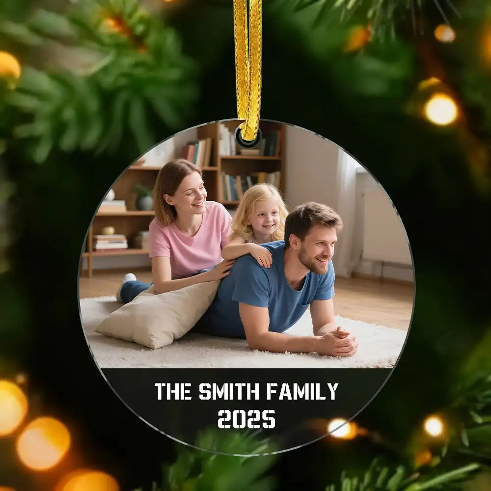 Custom Family Photo Round Acrylic Christmas Ornament