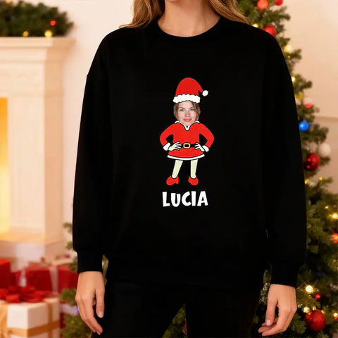 Personalized Christmas family sweatshirts with photo uploads and custom names – Designed by Ho Ho Ho