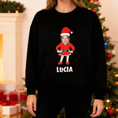 Personalized Christmas family sweatshirts with photo uploads and custom names – Designed by Ho Ho Ho