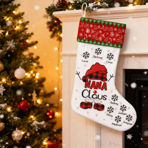 Personalized Grandma's Christmas Stockings with Grandchildren's Names - Family Holiday Decoration Gift