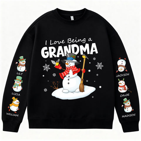 I Love Being a Grandma - Personalized Christmas T-shirts, sweatshirts, and hoodies with your grandchildren's names