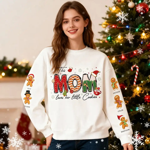 This Mom Loves Her Little Cookies – personalized gingerbread kids sweatshirts