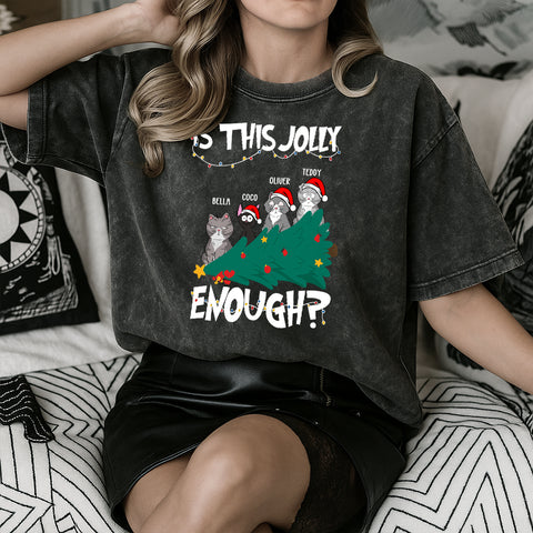"Is This Jolly Enough?" - Personalized cute cat Christmas vintage shirt