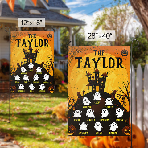 Personalized Halloween Spooky Garden Flag – Custom Family Surname, Name Banner