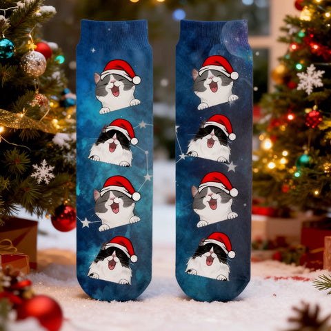 Custom pet-themed Christmas stockings – choose your cat breed and color