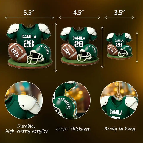 Personalized American Football Acrylic Ornament with Custom Name and Number