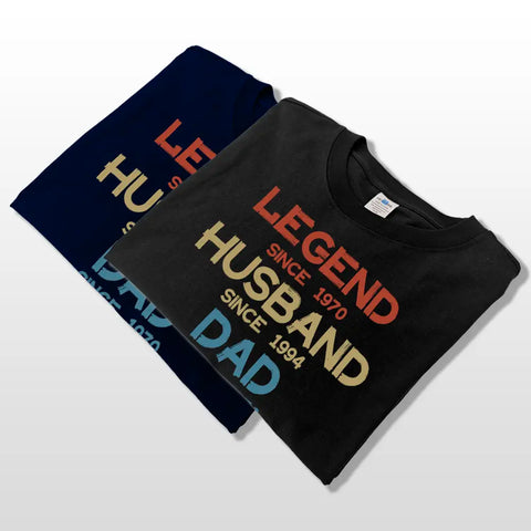 Légende, Mari, Papa et Papa Depuis - T-shirts, sweats à capuche et sweatshirts personnalisés pour la famille - Cadeau pour papa, grand-père