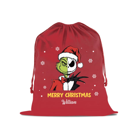 Personalised Christmas drawstring gift bag - customisable with name