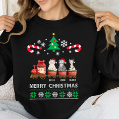 Custom Christmas pet t-shirts, sweatshirts, hoodies - choose cat breed, expression, and name